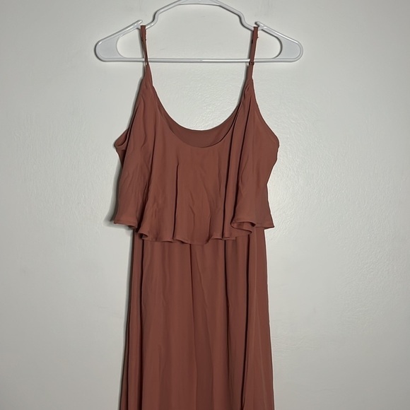 Show me your MUMU Caitlin Ruffle Women’s Maxi Length Peach Dress Size X-Small - Picture 5 of 8